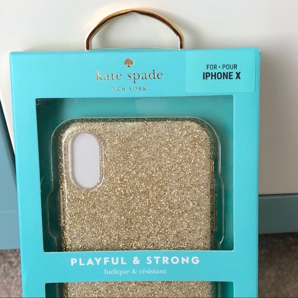 Kate Spade iPhone 10 (x) gold glitter case - Picture 2 of 6